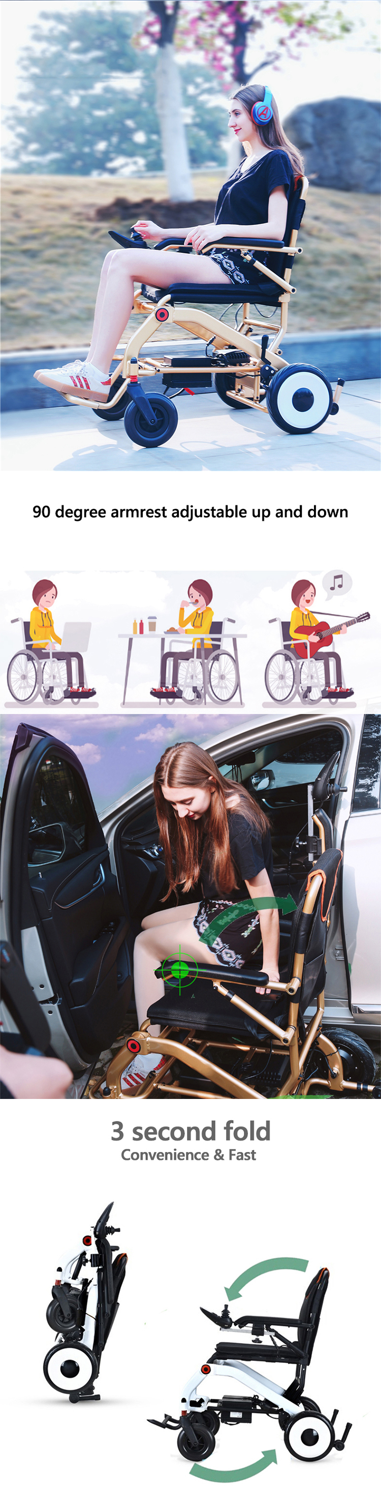 折叠便携式自动电动马达轻型电动轮椅