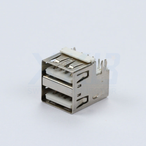 USB sinker holder 2.0 A female double-layer 90 degree broken plate straight edge connector