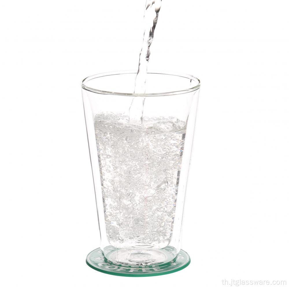แก้วแก้วเซฟไมโครเวฟผนังสองชั้นสำหรับน้ำ
