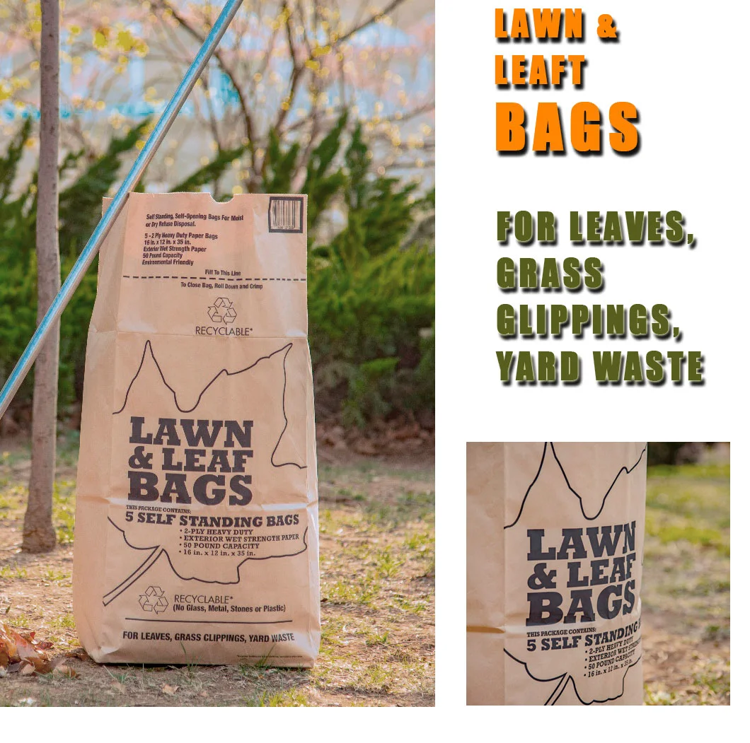 Compostable Paper Lawn and Leaf Bag for Yard Waste with Extra Size