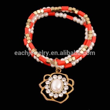 Fashion Beaded Bracelet 2015 with Crystal Flower