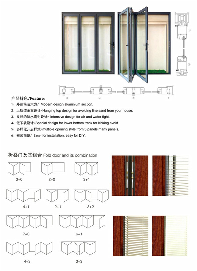 AS standard factory price double tempered clear glass folding glass door