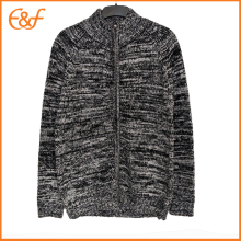 Full Zip Fancy Yarn Cardigan Sweater for Men