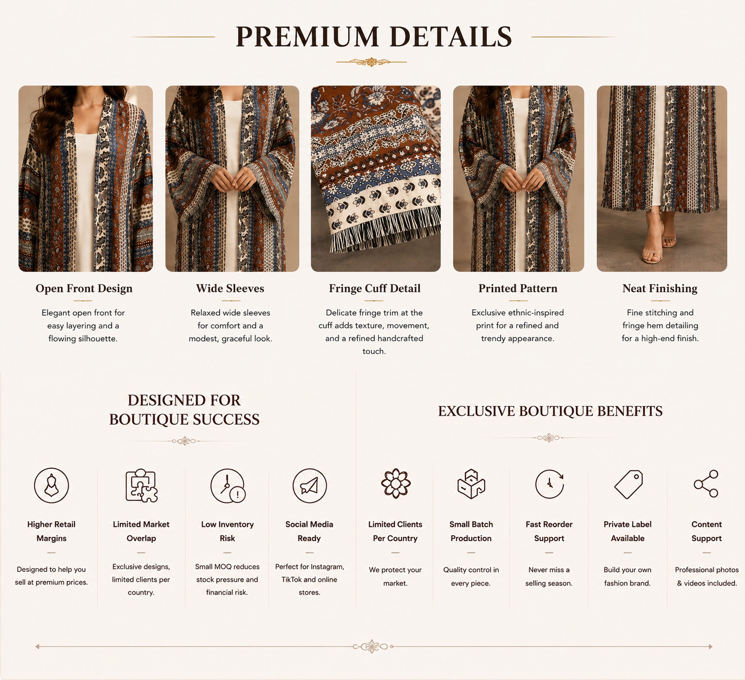بوتيك تفاصيل العباءة المفتوحة المطبوعة الفاخرة ب premium printed open abaya details boutique b