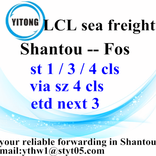 Shantou Consolidation Cargo Shipping to Fos by Sea