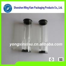 clear plastic PP cylinder container package with 34mm inner diameter caps