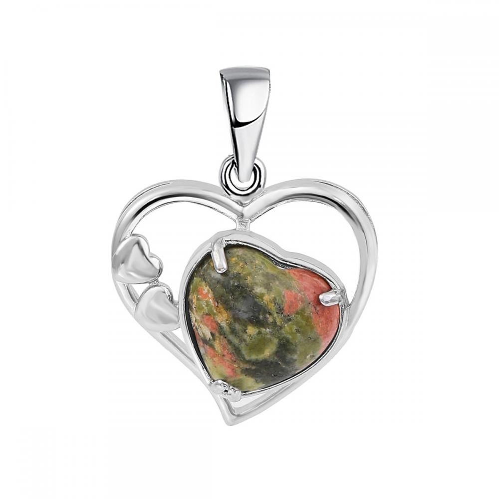 Unakite Love Heart Birthstone Pendante Colliers de pierre précieuse pour les femmes