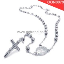 Stainless steel christian jesus rosary beads links necklace jewelry