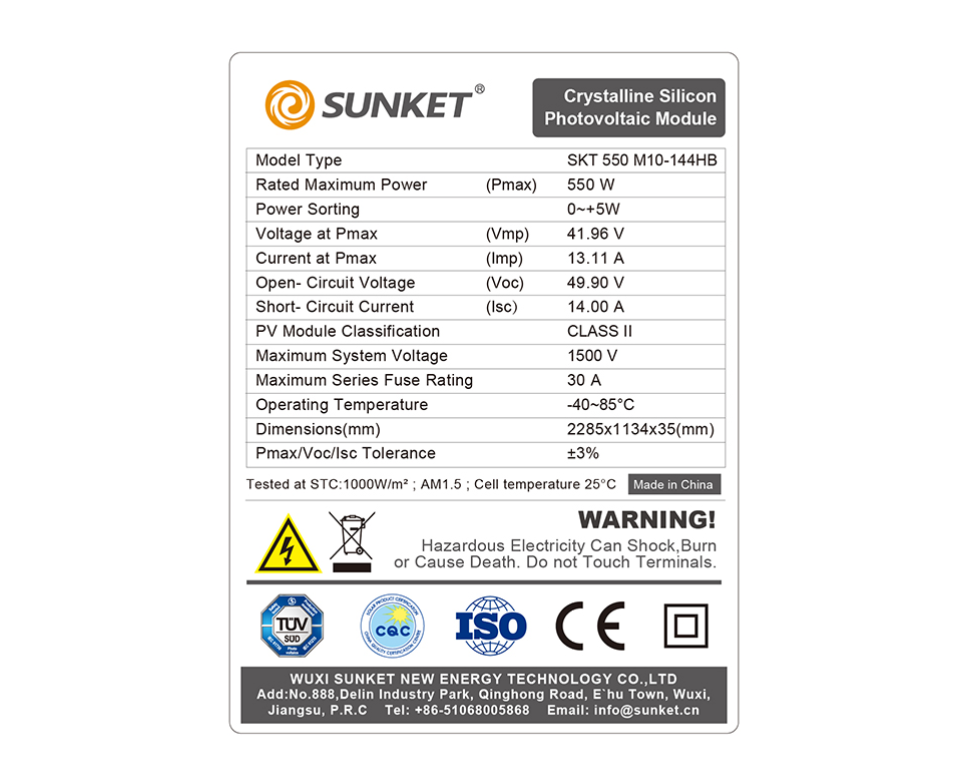 Bifacial Zonnepaneel MONO 450W 500W 600W