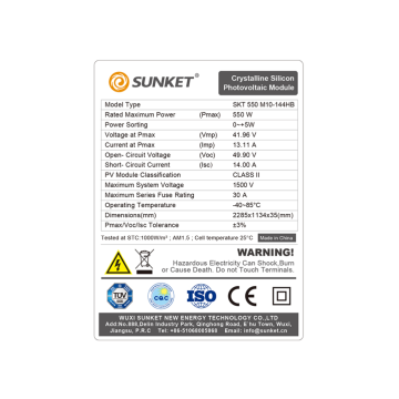 Bifacial Zonnepaneel MONO 450W 500W 600W