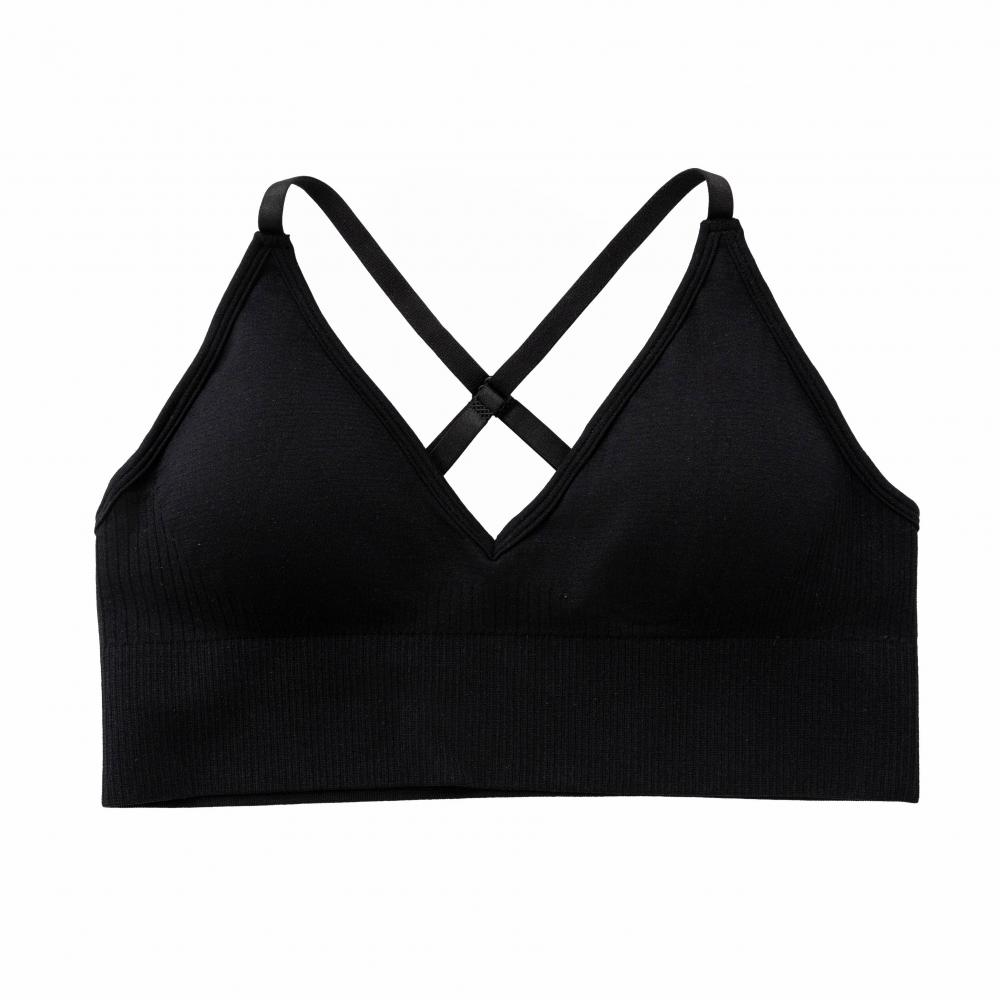 Black Seamless Strappy Bra for Ladies