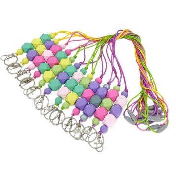 Colorful Silicone Beaded Lanyard with Badge Holder: The Perfect Teacher Necklace Accessory