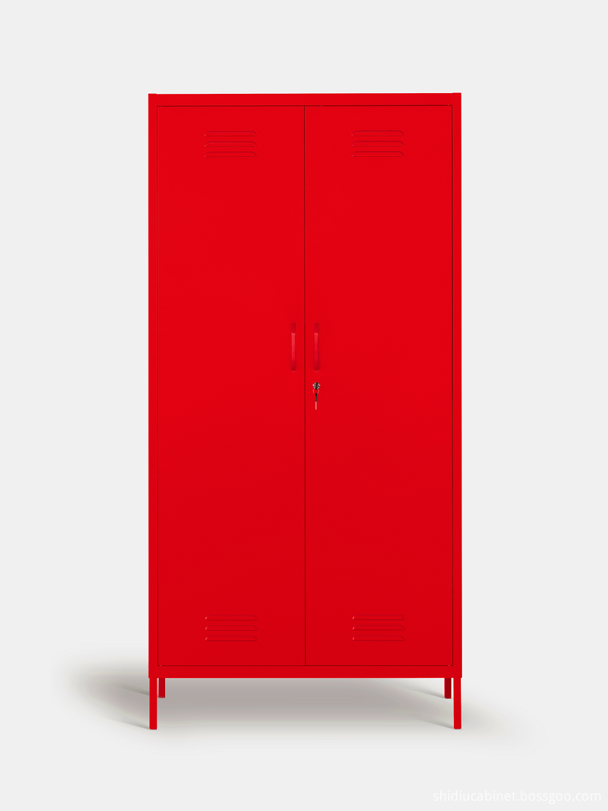 Red 2 Door Armoire Clothes Wardrobe Storage Cabinet