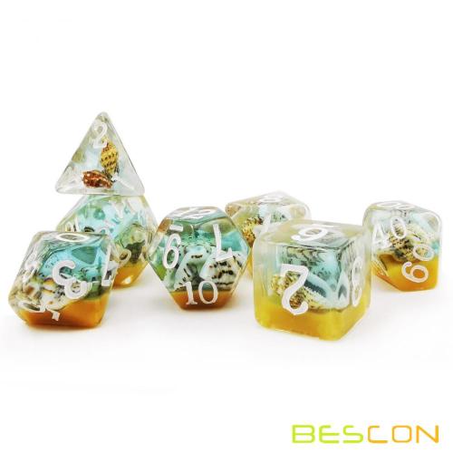 Bescon BeachTime Dice Set, Novelty RPG 7-Dice Set en Brick Box Packing