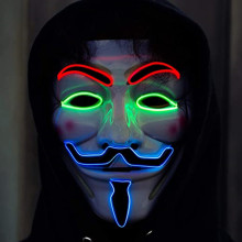 Light Up LED Hacker Mask - Adult V for Vendetta Halloween Mask