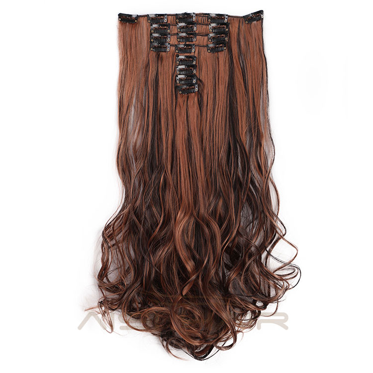 Aisi Hair 8 Pcs 18 Clips Long Wavy Full Head High Temperature Multicolor Clip In Hair Extensions Synthetic Hair Extensions