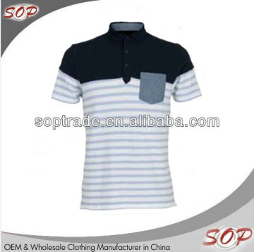 OEM wholesale mens collar striped new design polo t shirt