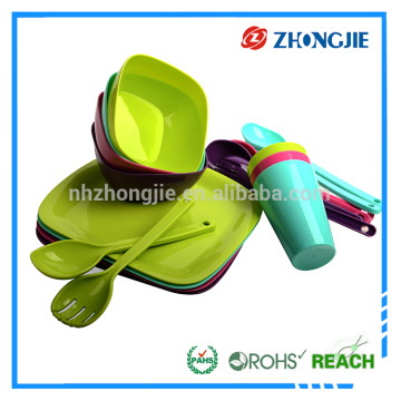 Picnic custom unbreakable complete melamine camping tableware set for children, kids