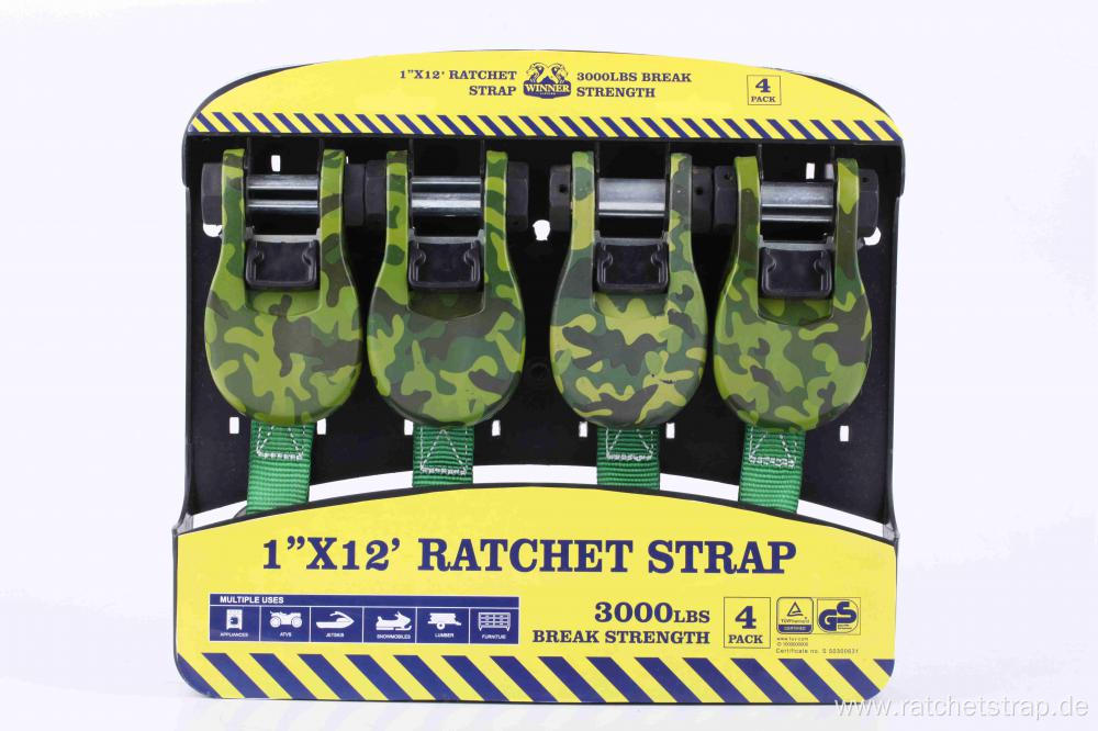 1''X12' 3000lbs Ratched Lashing Belt Kit  4 sets