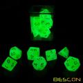 Jeu de dés Besner Glowing Polyhedral RPG Lumineux Jade, Bescon Glow en Dark Poly Jeu de dés, 7, DND Jeu de rôles Dice