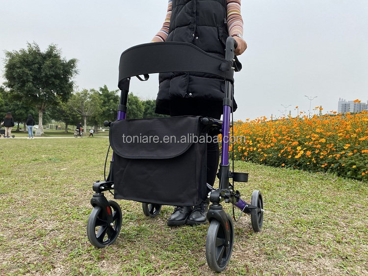 Outdoor and Indoor Portable Rollator Aluminum Walking Aids Walker Easy for Storage TRA01