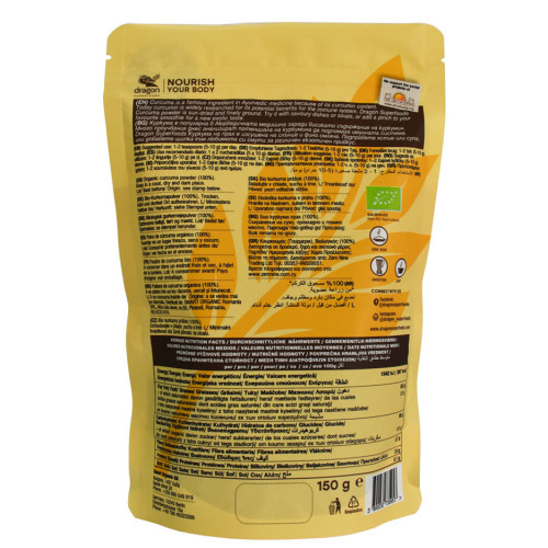 Biodegradable Impresión personalizada Curcuma Packle Powder Stand Up Pouch con bloqueo de cremallera