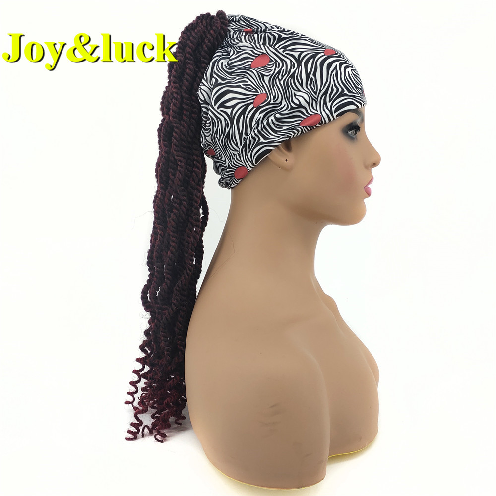 Head Band Braiding Wig for Black Women Prices African Ladies Scarf Short Ombre Burgundy Braided Headband Wig Synthetic Hair Wigs