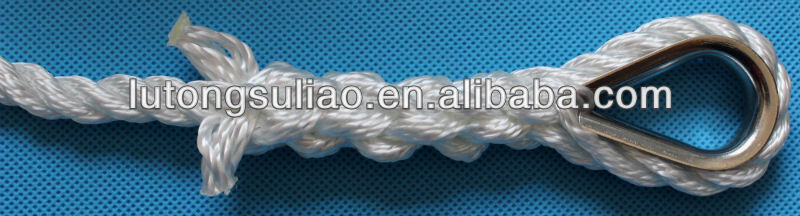 white 18mm 3 strands twisted polyester rope, 100m roll polyester fishing rope