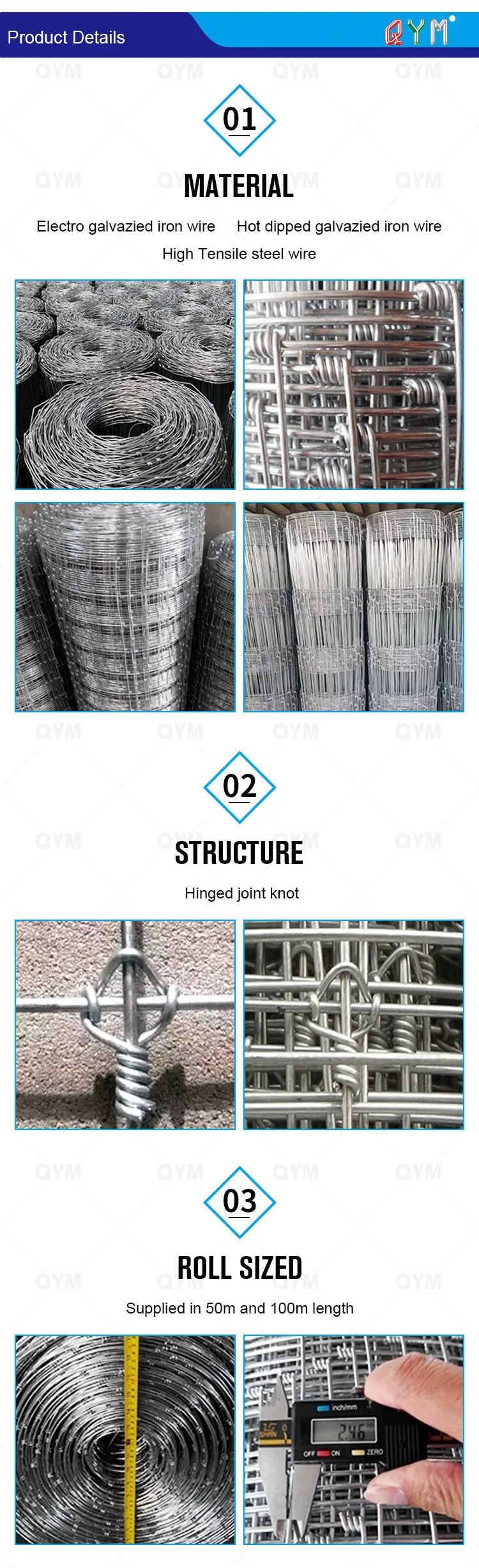 High Tensile Farm Fencing Wire/ Metal Livestock Field Farm Fence Gate