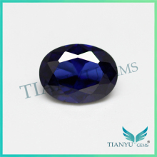 Manufacturer china mass stock 6*8mm oval cut 34# synthetic corundum blue sapphire beads