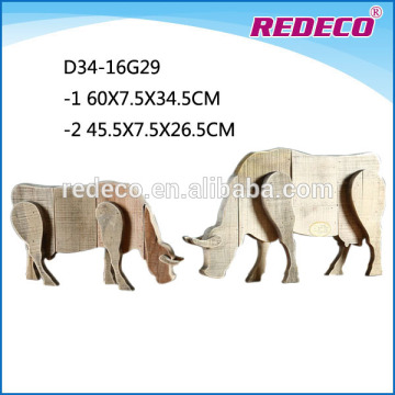 Unique wood carving animals cattle statue