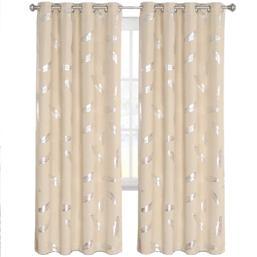 Feather Pattern Silver Foil Printed Window Curtain