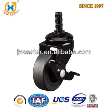 threaded stem PU Caster with axle brake