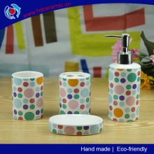 Polka dot ceramic bath sets with decal
