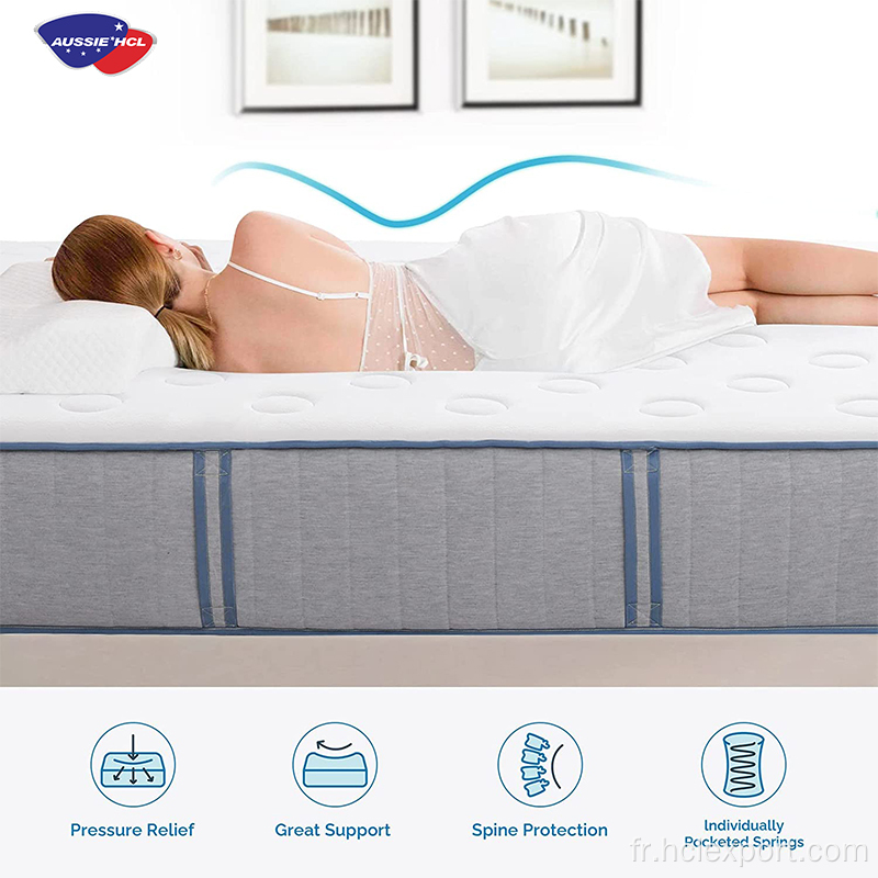 Matelas en mousse à mémoire de gel avec poche individuelle