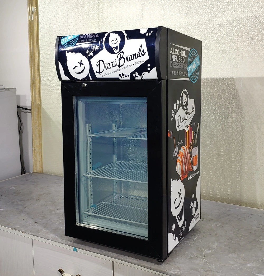 21L Commercial Glass Door Ice Cream Display Showcase Freezer