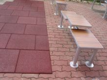 outdoor playground rubber paving brick sandstone pavers