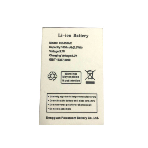 Batteria agli ioni di litio 603450 3,7 V 1000 mAh 3,7 Wh per telefono