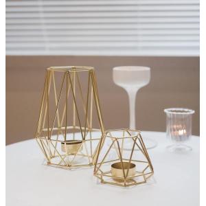 Pemegang Lilin Tealight Logam Geometrik Emas