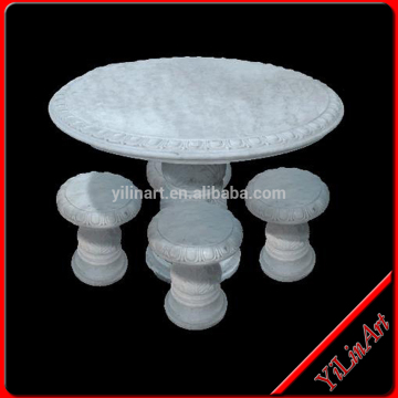 White Stone Marble Table and Bench for Garden
