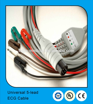 Universal 6 PIN 5-Lead ECG Cable with Pinch (AHA)