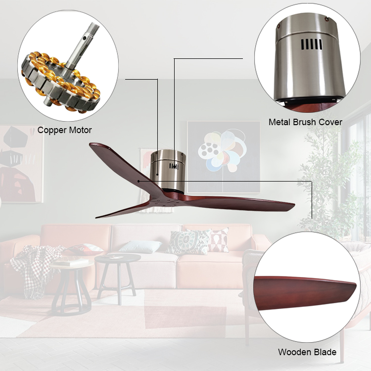 Noiseless Ceiling Fans Wood Blades