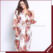 Satin bridesmaid bath robe Custom made women robe Long Floral robe RFL002