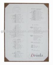 Single menu board /menu cover /coffee menu folder
