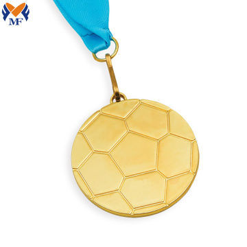 Medalha de forma de futebol esportivo dourado