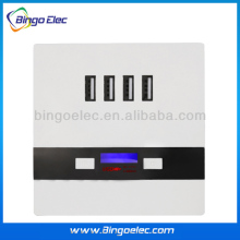 four way usb wall socket with led light