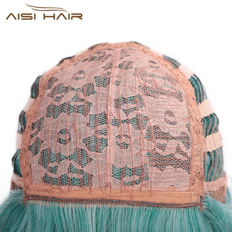 Aisi Hair Synthetic Long Wavy Lake Blue Wig for Woman Cosplay Wig Grey Green Blue Heat Resistant Fiber Wigs