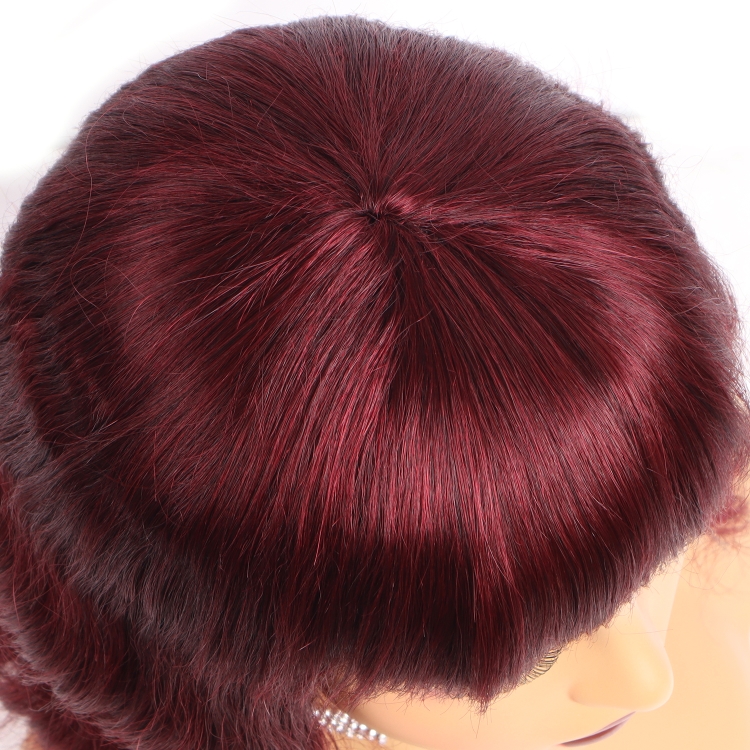 Brazilian Natural Wave Full Machine Made Wig With Bangs No Lace Front Human Hair Wigs 1b/99j Red Wine Color
