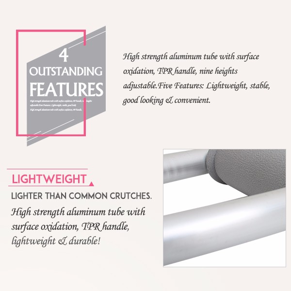 Folding lightweight stainless disabled under arm crutches