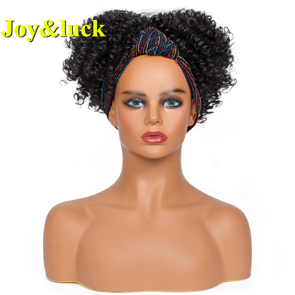 Ladies Wholesale Prices Scarf wig For Women Colored Hairband Black Hair Short Afro Kinky Curly Headband Wig Synthetic Hair Wigs